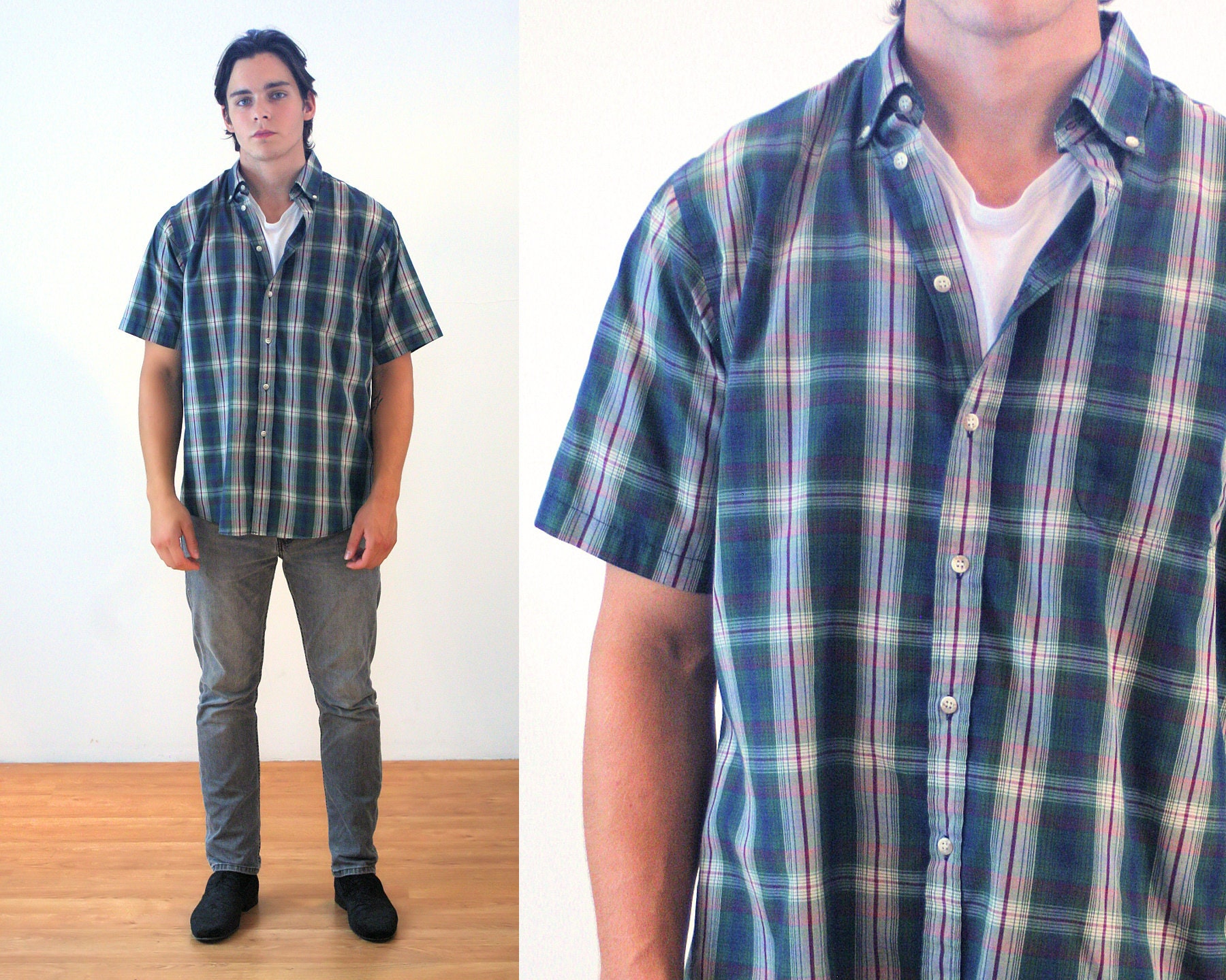 Nicelly Men Classics Oversize Scottish Plaid Tees Polo Shirts Nicelly Men Classics Oversize Scottish Plaid Tees Polo Shirts
