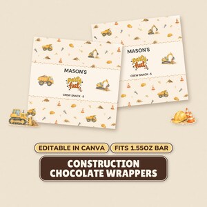 Chokladpapper för byggfestgåvor, redigerbar canvasmall (1,55 oz Hershey)