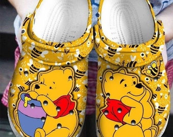 Winnie the Pooh Clogs, Pooh Bear Custom Name Slipper, Custom Clogs, Funny Slippers, Personalized Name Shoes, Gift for mom, Gift Mothers day