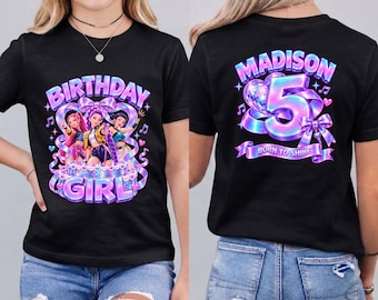 Personalized Demon Hunters Birthday Girl T Shirt Anime Pop Star Group Sublimation Music Party Graphic Unisex Kids Adults Top Unisex