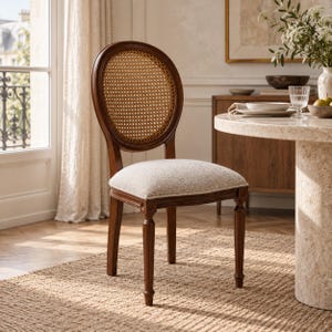 Handmade Walnut Dining Chair, Cane Back, Turned Legs, French Style