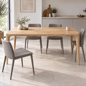 Chestnut Dining Table, Kitchen Table — Handmade & Handcrafted; Rounded Corners and Wooden Corner Legs