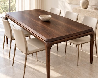 Dark Walnut Dining Table, Solid Wood Kitchen Table — Handmade & Handcrafted