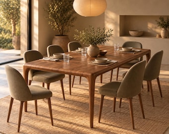 Walnut Dining Table, Kitchen Table — Handmade & Handcrafted; Rounded Corners and Tapered Legs — Oslo