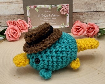 Amigurumi, crochet,  platypus plush, stuffed animal, crocheted animal, plushie, Mother's Day gift