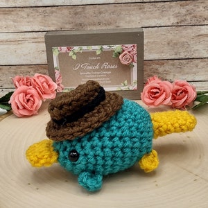 Amigurumi, crochet,  platypus plush, stuffed animal, crocheted animal, plushie, Easter basket stuffer