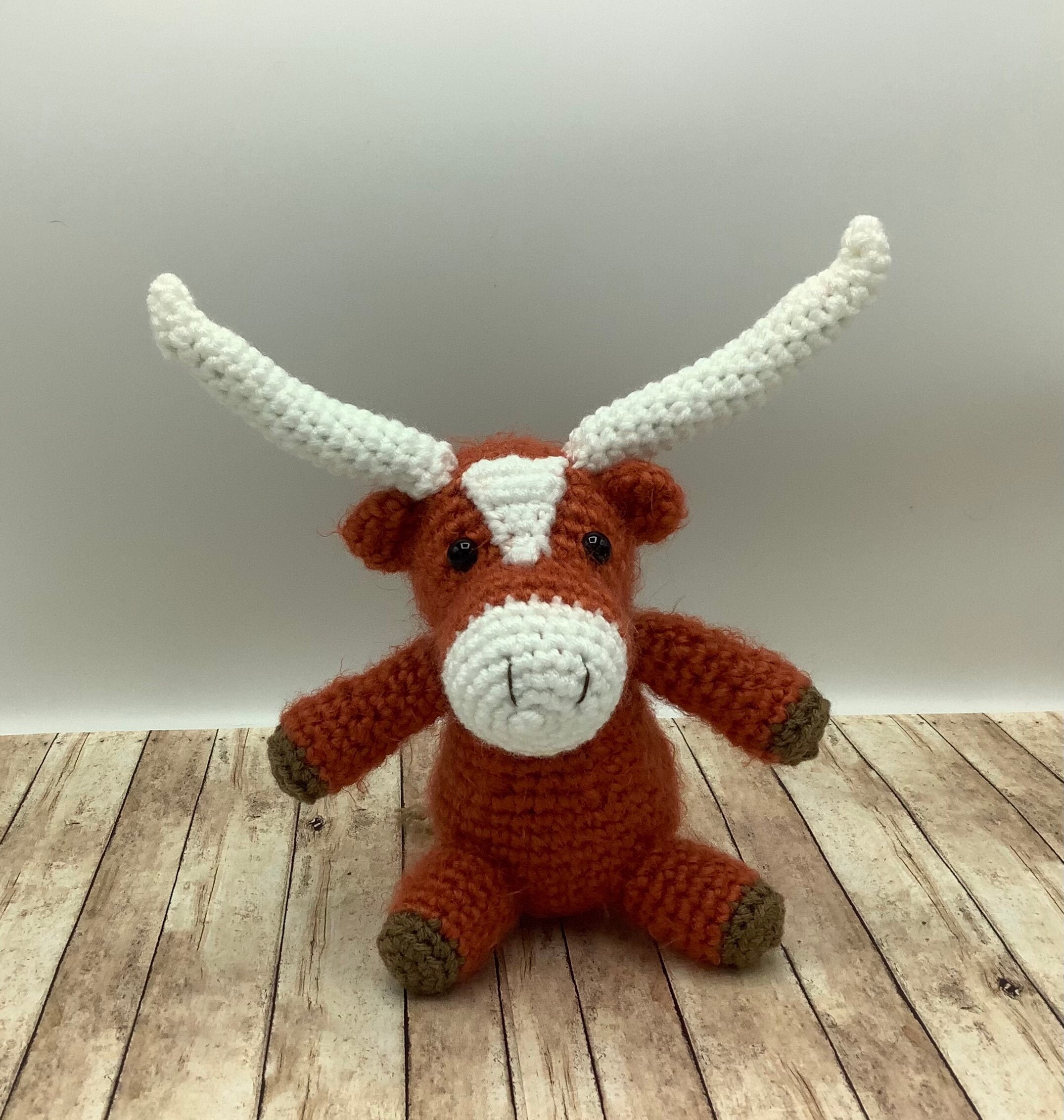 Crocheted Amigurumi UT Longhorn plush stuffed animal Etsy