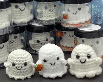 Adopt a ghost, small ghost in jar, cute Halloween gift, Positive support Desk pet, gift for kids, dorm decoration, ghost party favors