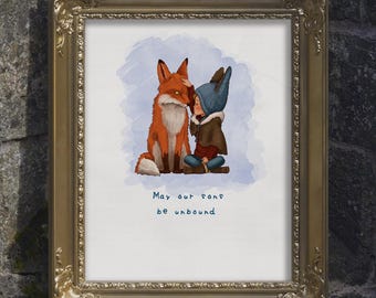 The Fox Boy | May our sons be unbound poster print, cozy, children, folklore, human made (NO AI)