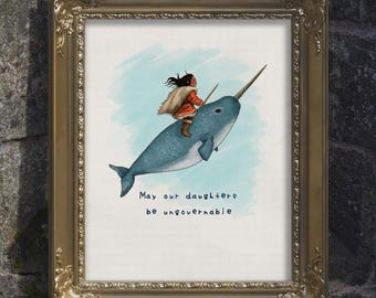 The Inuk Girl | May our daughters be ungovernable poster print, cozy, feminism, folklore, human made (NO AI)