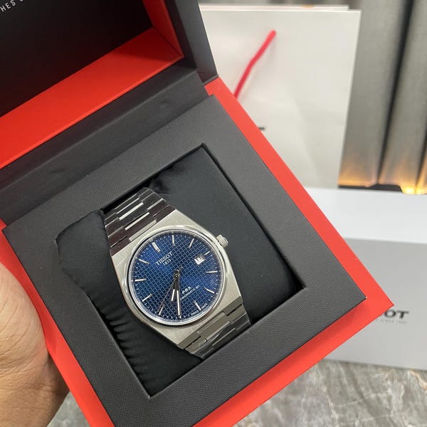 Reloj automático Tissot PRX Powermatic 80 con esfera azul, 40 mm, acero inoxidable, reloj suizo