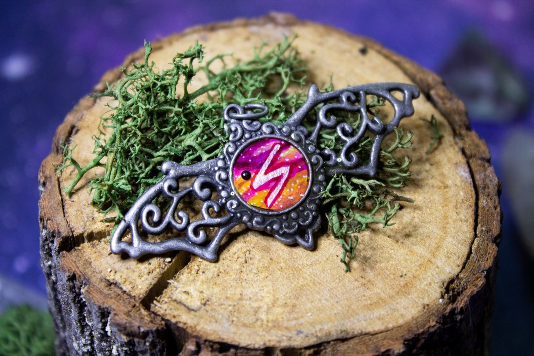 Winged Rune The Winged Rune Sowilo- Hand Painted Watercolor Resin Poured Necklace ...