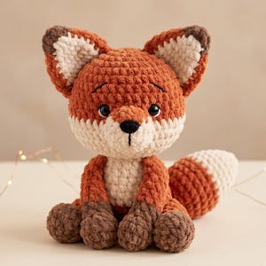 Autumn Fox Amigurumi Plushie Pattern |  Rust Velvet Crochet Toy