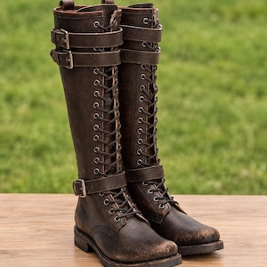 Distressed Moto Boots - Etsy