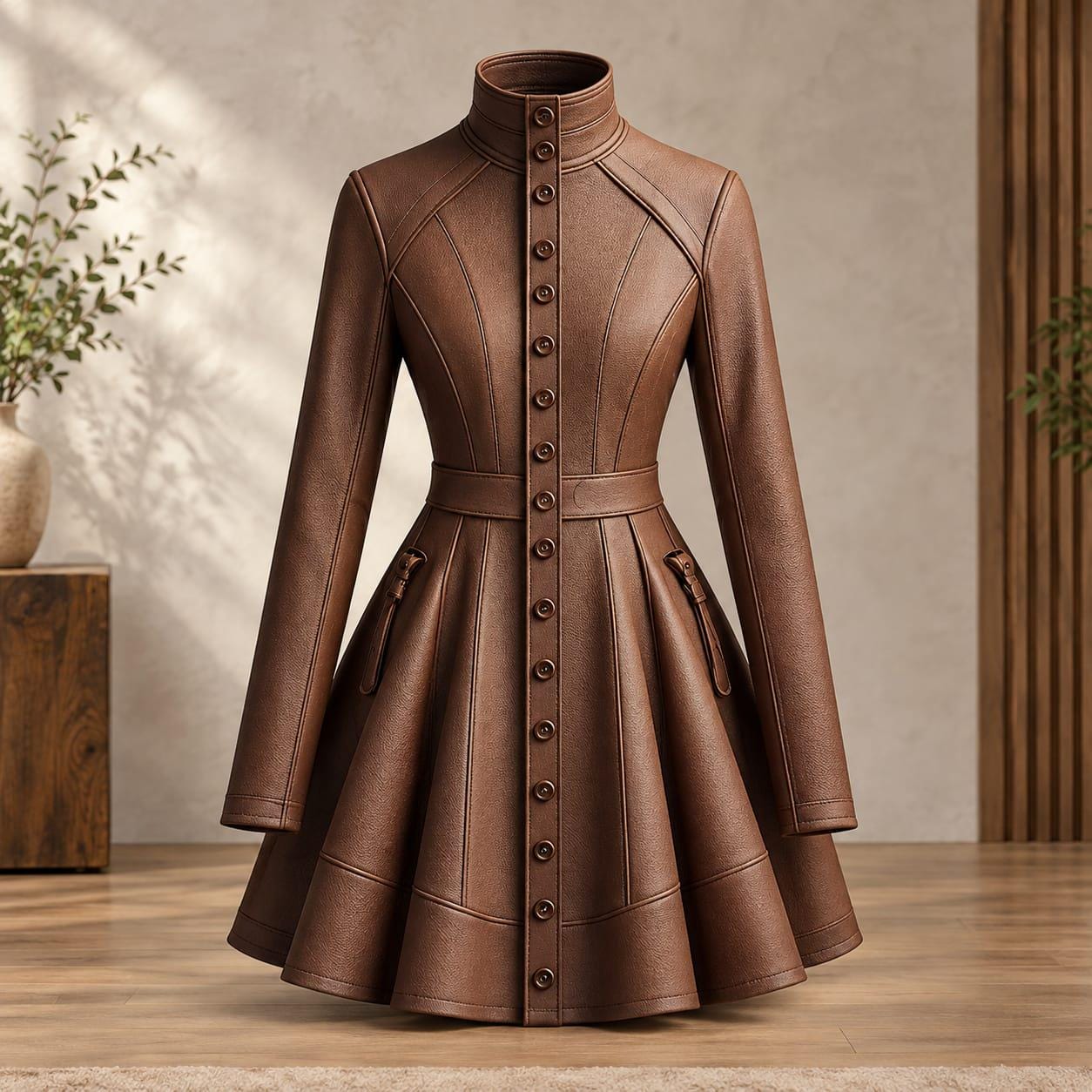 Fit and Flare Coat Brown - Etsy