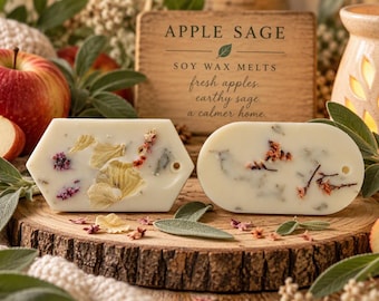 Apple Sage Soy Wax Melts | Handmade Botanical Wax Melts | Natural Soy Wax Tarts | Farmhouse Home Fragrance | Fall Scented Wax Melts