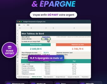 French Excel Budget Spreadsheet, Monthly Expense Tracker, Family Budget and Savings Goals, Automatic Google Sheets