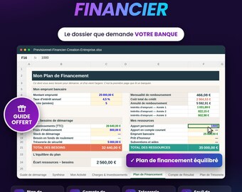Piano finanziario aziendale triennale in Excel, previsioni di creazione d'impresa, piano di finanziamento e punto di pareggio.