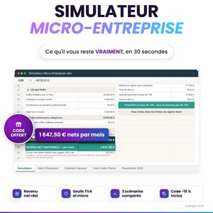 Simulateur Auto-Entrepreneur Excel Cotisations URSSAF, Impôt et Revenu Net Réel 2026, Google Sheets