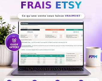 Etsy-kostenberekening (Excel, Frans): Werkelijke marge per verkoop, inclusief btw, minimumprijs en prijsvergelijking