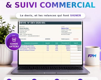 Offertesjabloon voor zelfstandigen in Excel, inclusief juridische informatie, automatische berekening en opvolging met herinneringen aan de klant.