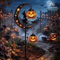 Outdoor Halloween Stake Lights,Solar Powered Garden Decor, Pumpkin Patch Decor, Yard Pathway Lights, Garden Moon Stake
