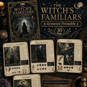 魔女の使い魔の魔導書、聖なる動物の百科事典、30ページの影の書（デジタルダウンロード）