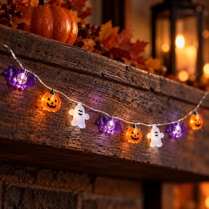 Guirlande lumineuse d'Halloween, guirlande lumineuse fantôme citrouille chauve-souris (20 ou 30 LED)