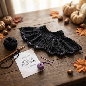 Modèle de cache-cou en forme d'aile de chauve-souris au crochet, col brodé gothique (PDF)