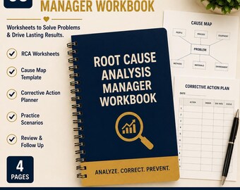Root Cause Analysis Manager Workbook | RCA Worksheet & Corrective Action Planner | Operations Problem Solving PDF