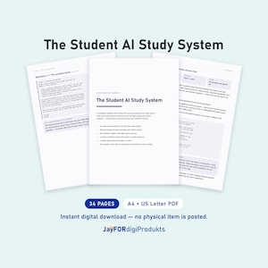 Student AI Study System | Revision, Notes, Essay Planning & Citations (A4 + US Letter PDF)