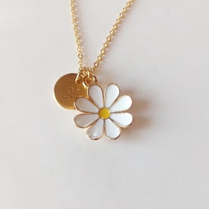 Gold Daisy Necklace, Dainty Gold Necklace, Gift For Her, Y2K Necklace, Women Gift, Daisy Flower Pendant, Daisy Personalized Initial Necklace