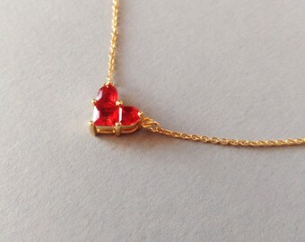 Red Heart Necklace, Gold Heart Necklace, Girlfriend Gift, Valentines Day Gift