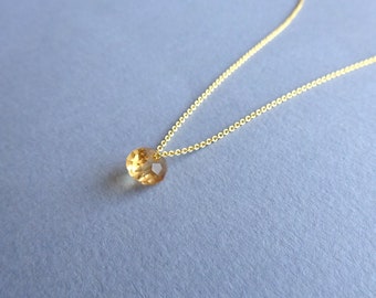 November Birthstone, Gold Citrine Necklace, Birthstone Jewelry, Women Gift, Dainty Gold Necklace, Single Crystal Gem Bead, Birthday Gift