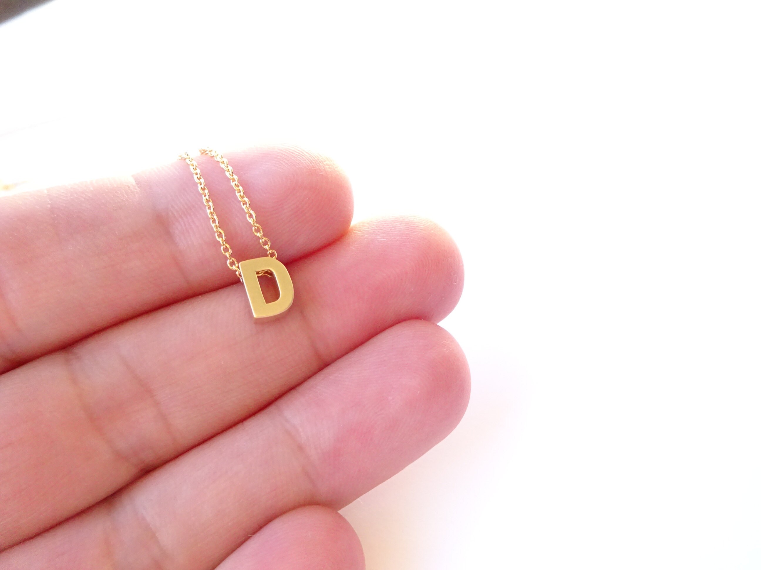 D Necklace Gold Initial Necklace Custom Initial Necklace Etsy
