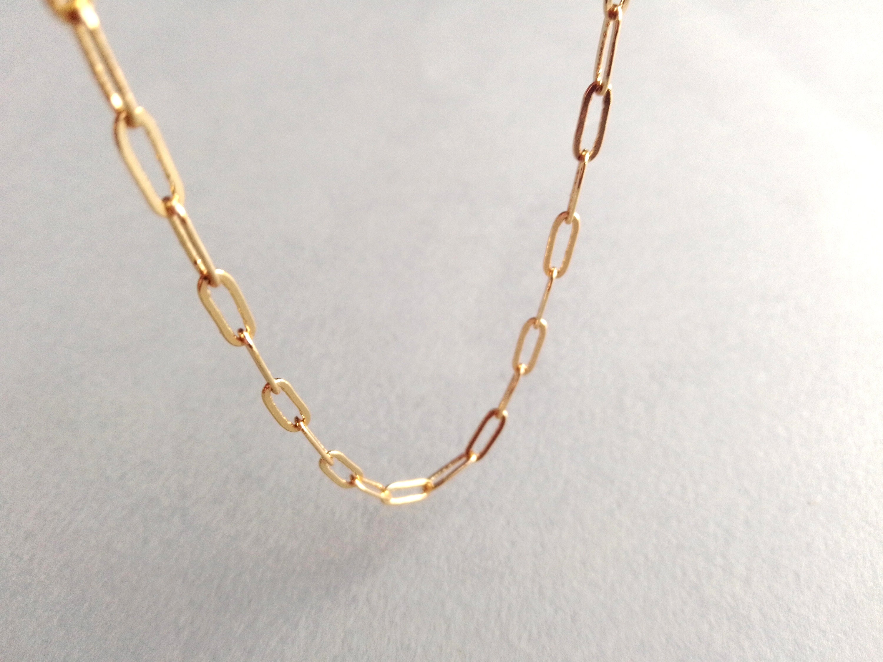 14K Gold Extra Large Paper Clip Chain Necklace 14K Yellow Gold / 20 +$180