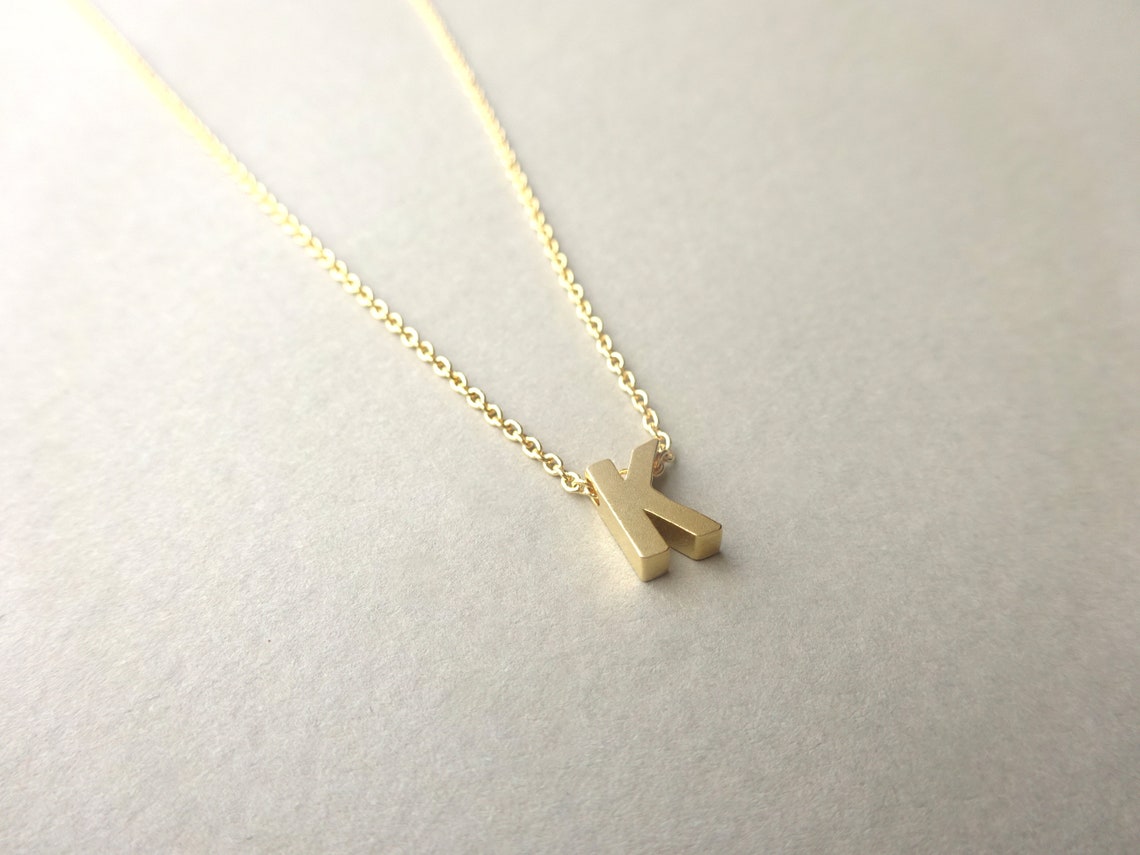 K Letter Necklace Gold Letter Necklace Dainty Gold Necklace Etsy