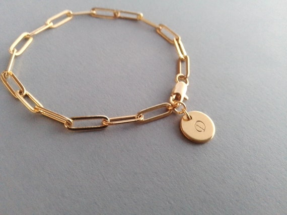 Gold Paperclip Charm Bracelet