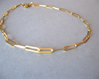 Gold Paperclip Bracelet, Gold Paper Clip Links, Chain Link Jewelry, Gold Paperclip Chain, Trending Now, Gift For Her, Gold Link Bracelet