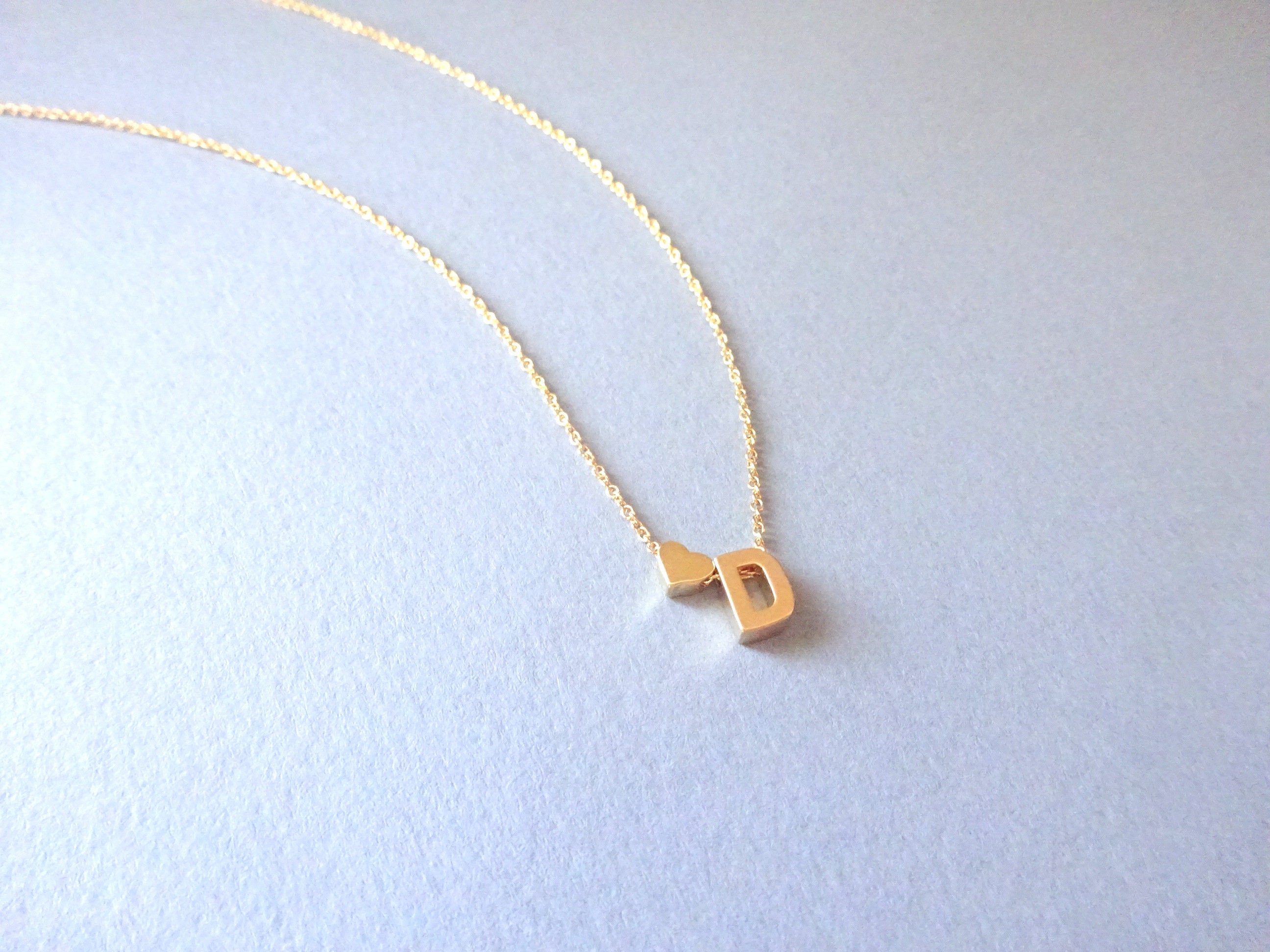 Heart Initial Necklace Girlfriend Gift 
