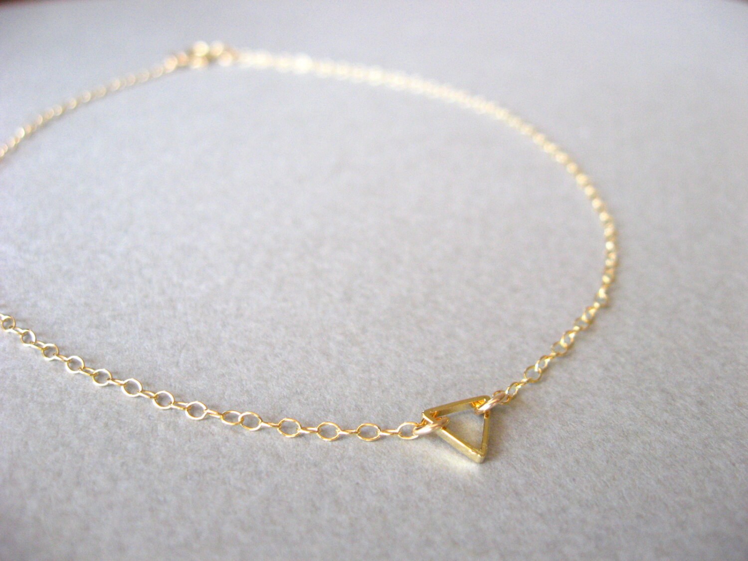 Gold Anklet Gold Ankle Bracelet Tiny Triangle Anklet Jewelry Etsy