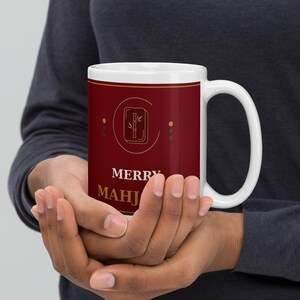 Mahjong Christmas Mug | Merry Mahjong Ceramic Coffee Mug | Holiday Gift | Pung Club