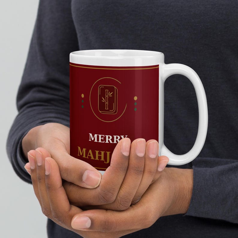 Mahjong Christmas Mug | Merry Mahjong Ceramic Coffee Mug | Holiday Gift | Pung Club