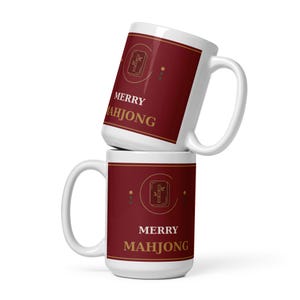Mahjong Christmas Mug | Merry Mahjong Ceramic Coffee Mug | Holiday Gift | Pung Club