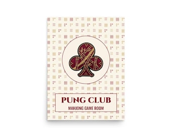 Póster para sala de juegos de Mahjong, lámina decorativa de pared con azulejos de bambú del Pung Club.