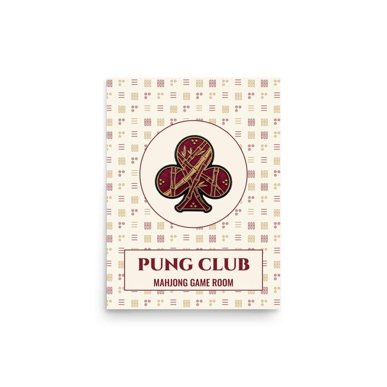Mahjong game room poster with bamboo tile pattern