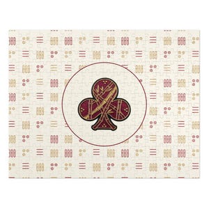 Mahjong jigsaw puzzle with bamboo tile pattern