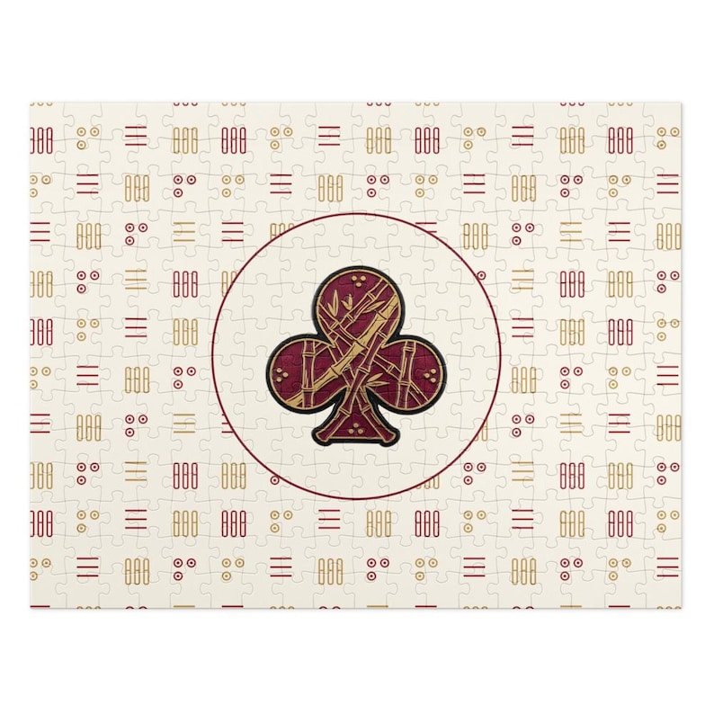 Mahjong jigsaw puzzle with bamboo tile pattern