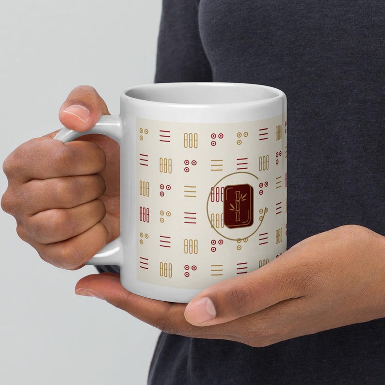 Mahjong Mug | Bamboo Tile Pattern Ceramic Coffee Mug | Pung Club