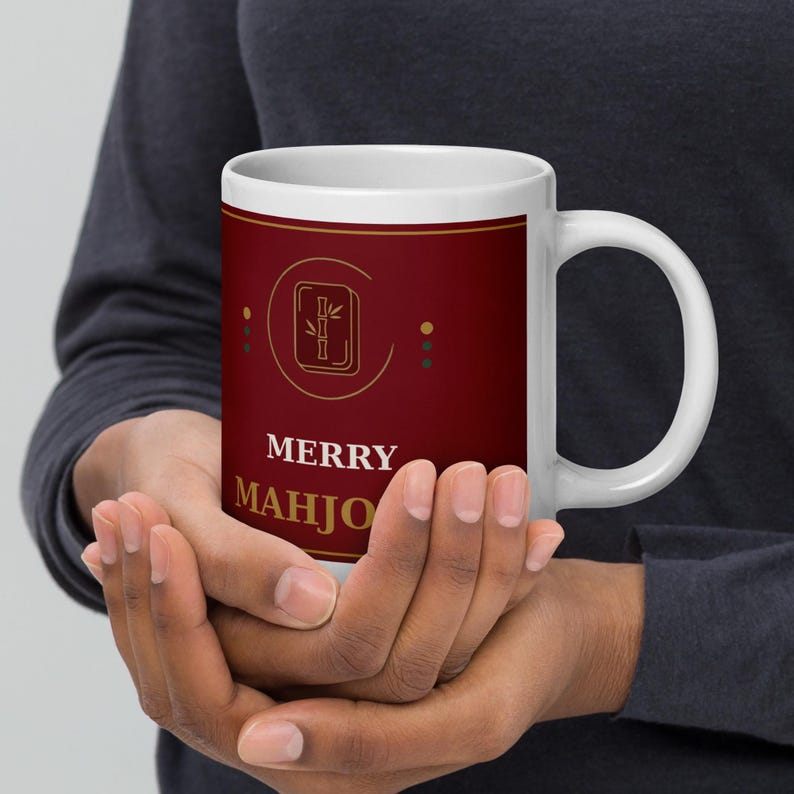Mahjong Christmas Mug | Merry Mahjong Ceramic Coffee Mug | Holiday Gift | Pung Club